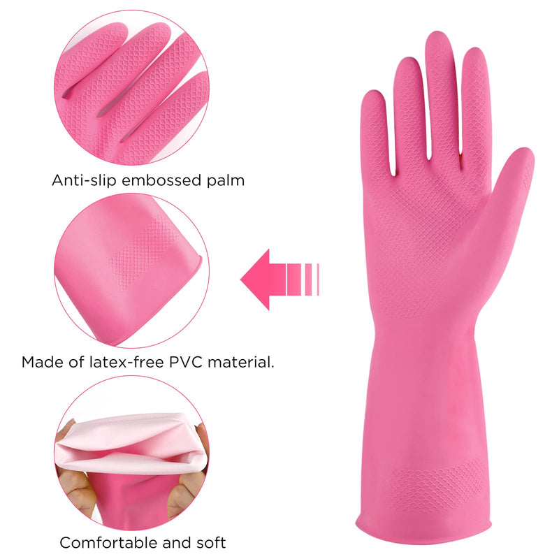 [Australia] - Rubber gloves dishwashing 2 or 4 Pairs for Kitchen,Cleaning gloves for household Reuseable. Small (Pack of 2) Pink+yellow 