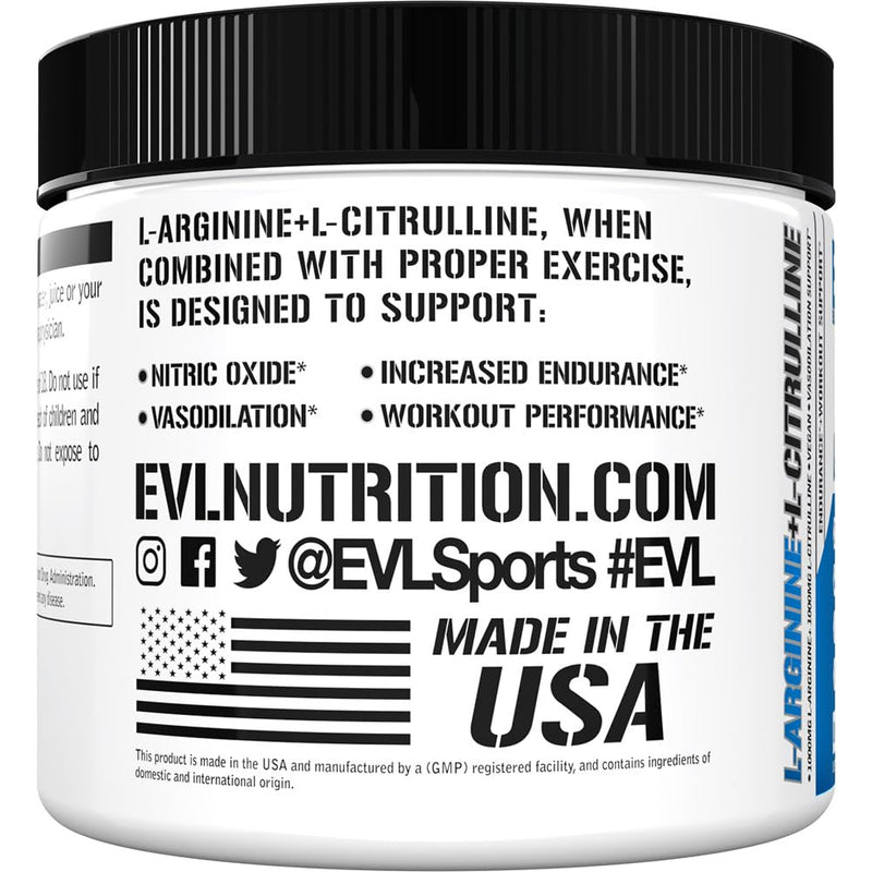 [Australia] - Evlution Nutrition L-Arginine + L-Citrulline - Endurance + Workout Performance Supplement - 2000mg Complex - Vasodilation + Nitric Oxide Support - Vegan + Gluten Free Powder - 75 Servings 
