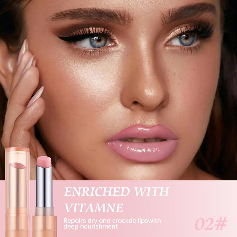 Moisturizing Lip Balm – Hydrating Nourishing Lip Care with Natural Ingredients, Vitamin E & Shea Butter, Smooth Non-Sticky Tinted Lip Balm for Dry & Chapped Lips, Soft Glossy Lipstick for Daily Use 2#