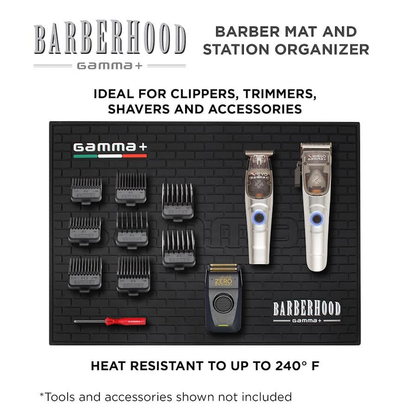[Australia] - GAMMA+ Professional Barber Appliance Magnetic Mat and Station Organizer, Anti-Slip, Durable Hair Styling Tools Black Rubber Barber Mat 