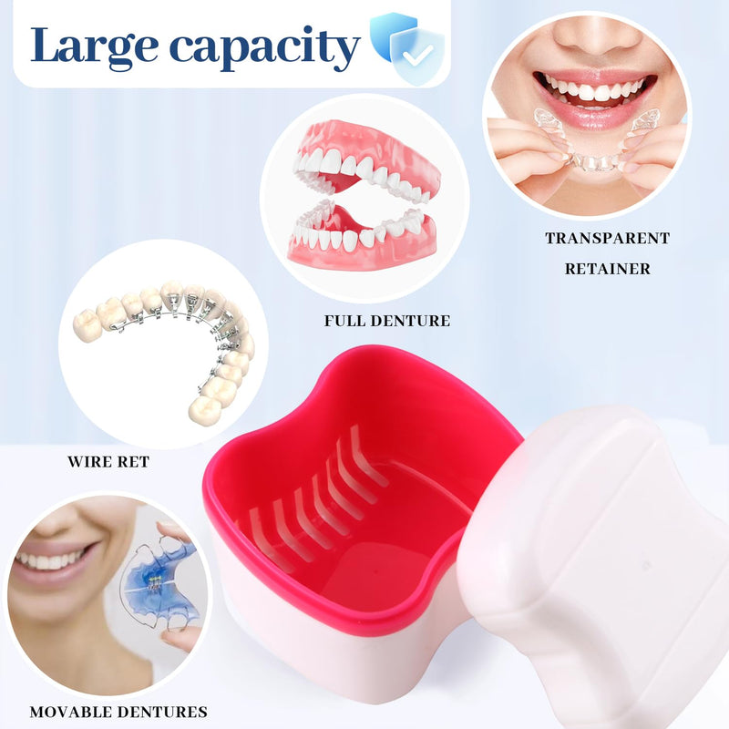 [Australia] - Dentures Case 2 pieces denture case 2 dentures cleaning brushes dentures bath box dentures box dentures toothbrush dentures cup box for false teeth and braces 