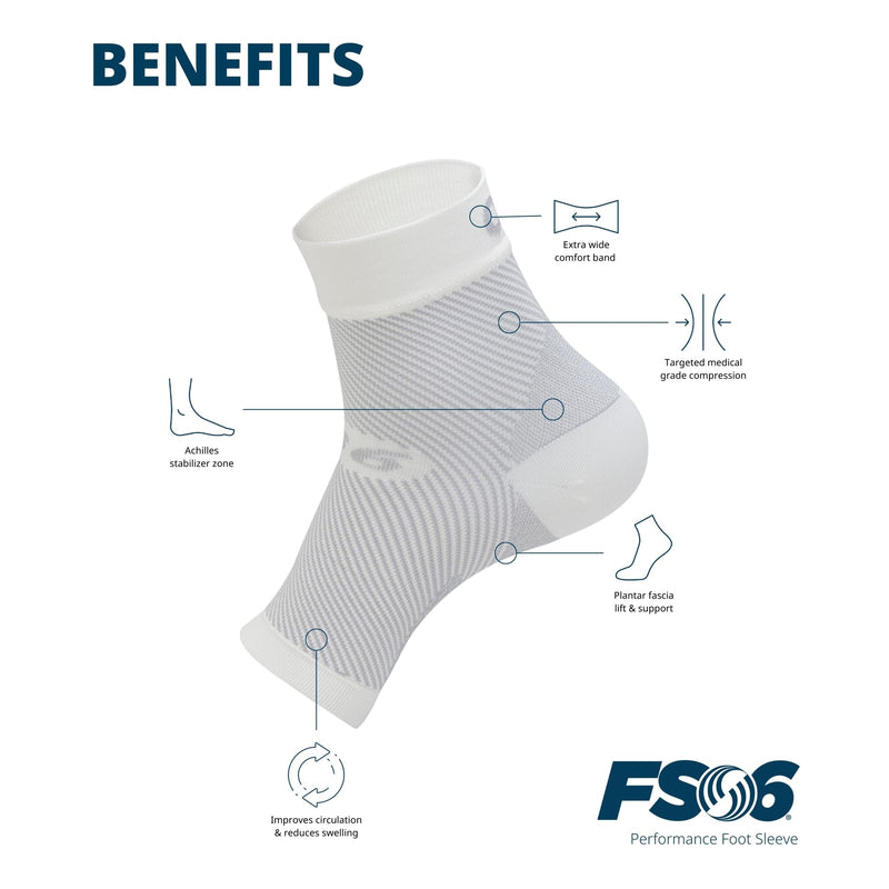 OS1st FS6 Plantar Fasciitis Foot Sleeve – Compression Sock for Heel & Arch Support, Pain Relief, Injury Recovery, Moisture-Wicking Fabric – Medical Grade Compression for Men & Women Medium