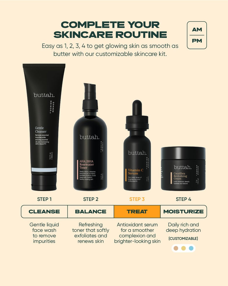Buttah Skin 15% Vitamin C Serum 1 FL oz 30mL - For Uneven Skin Tone - Ferulic Acid - Anti-Dark Spot Vitamin C Serum For Face