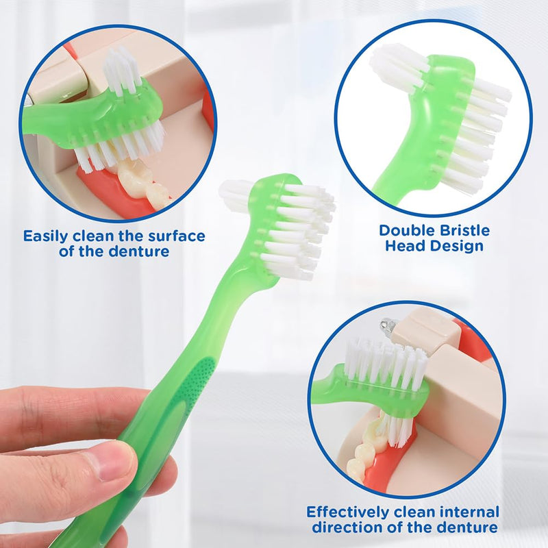 [Australia] - 2 Pack Denture Clean Toothbrush for Denture Care Tool w/Multi Layered Ordinary or Hard Bristles Dual Ordinary or Hard Bristle for False Teeth Superb Total Cleaning (2 Hard Brush b1) 2 hard brush b1 