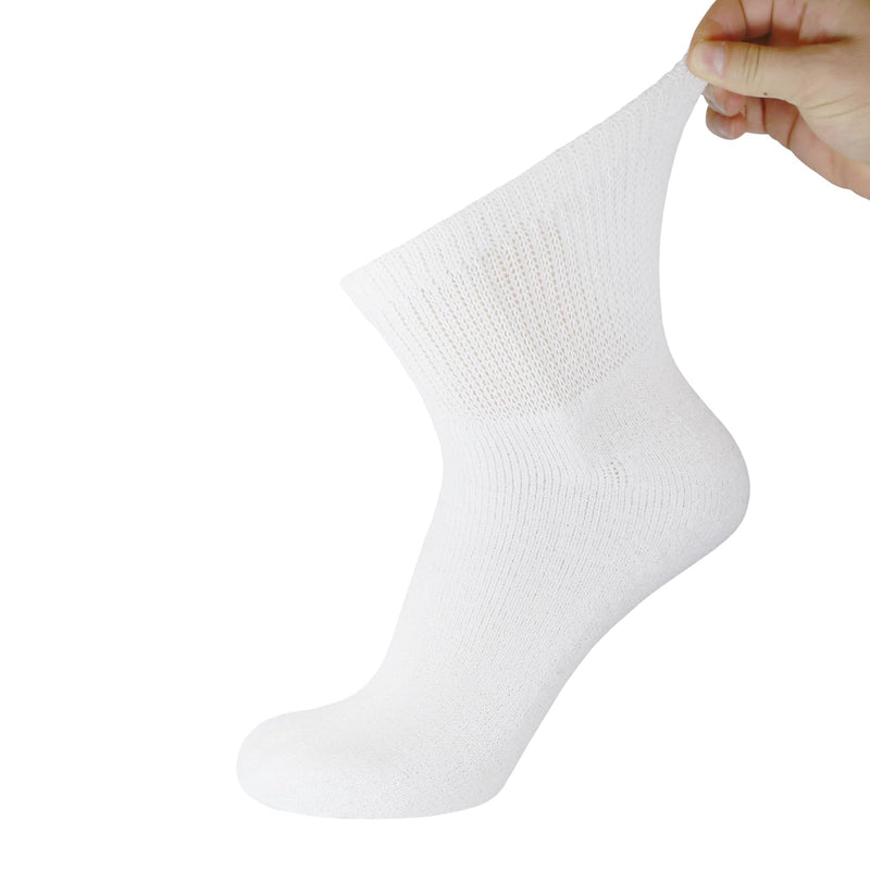 [Australia] - Cotton Diabetic Neuropathy Quarter Socks, Non-Binding Ankle Socks, Multipack White - 6 Pairs 10-13 