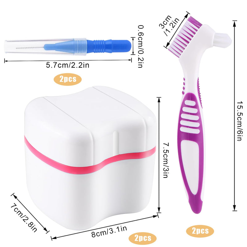 [Australia] - Dentures Case 2 pieces denture case 2 dentures cleaning brushes dentures bath box dentures box dentures toothbrush dentures cup box for false teeth and braces 