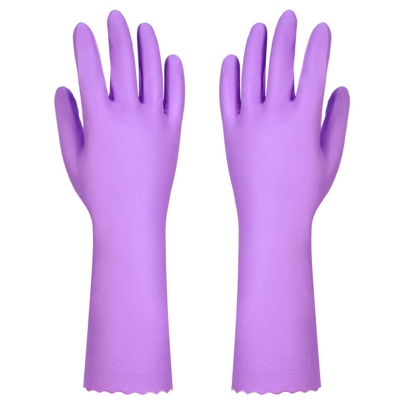 [Australia] - Elgood Reusable Dishwashing Cleaning Gloves with Latex free, Cotton lining,Kitchen Gloves 2 Pairs,Purple+blue Purple+blue Medium (Pack of 2) 