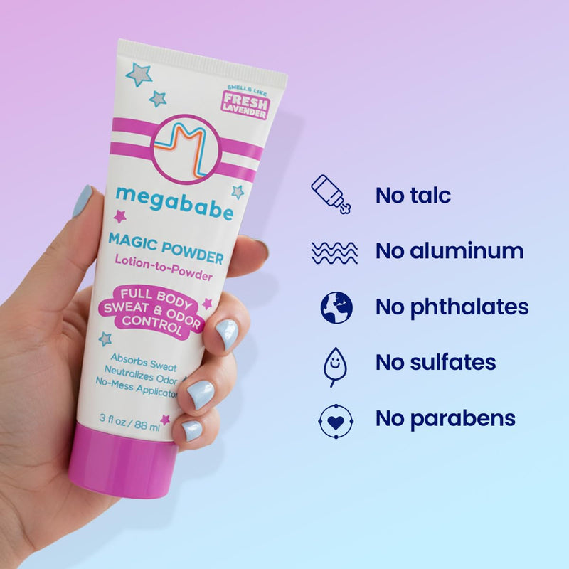Megababe Magic Powder, Sweat & Odor Absorbing, Talc-Free, 3 fl oz