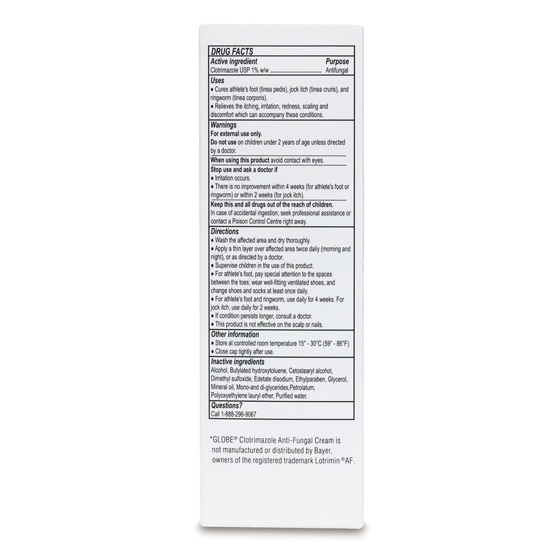 [Australia] - Globe Clotrimazole Antifungal Cream 1% USP, 4 oz (2 Pack), Anti Fungal Treatment, Relieves Itching, Burning, Cracking and Scaling Associated Athletes Foot, Jock Itch, Ringworm and More. (Total 8 oz) 