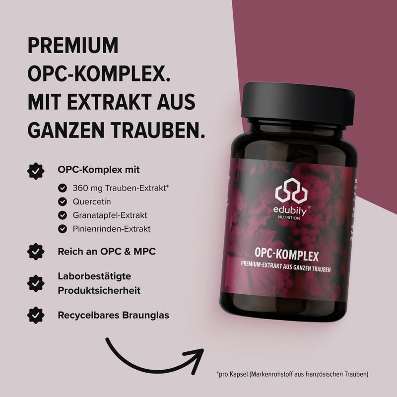 [Australia] - edubily nutrition® OPC complex from French grapes - particularly rich in OPC and MPC - 60 capsules in an amber glass 