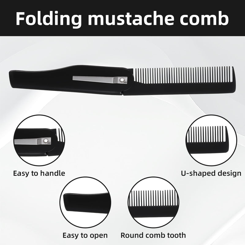 [Australia] - Tyqour Pack of 4 Folding Beard Combs for Men, Foldable Beard Comb, Mini Folding Comb, Portable Pocket Beard Comb for Hair, Mustache Comb, Pocket Comb for Men, Hair Styling Tool 