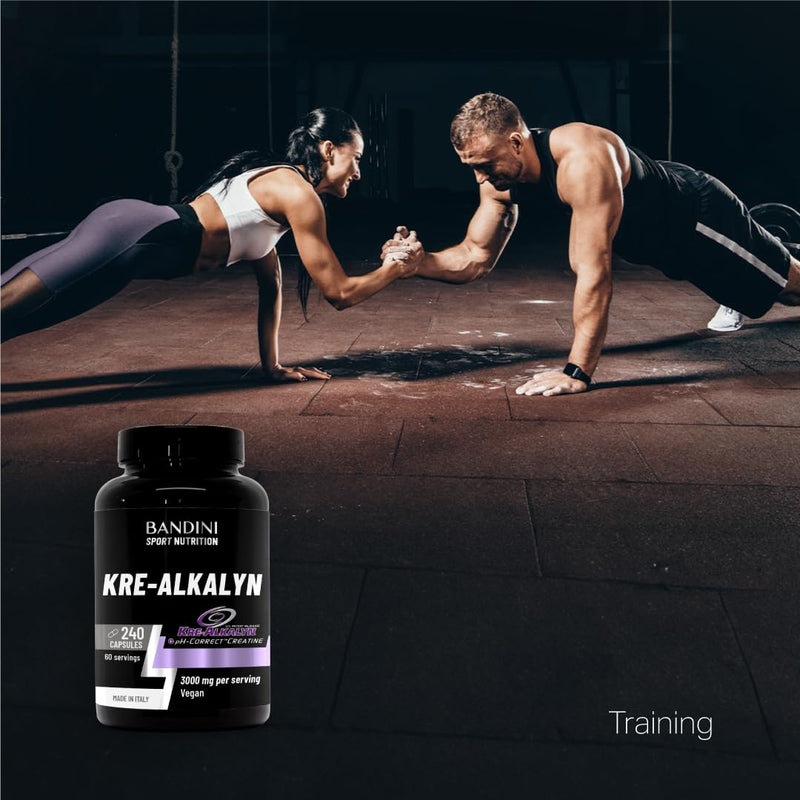 Bandini® Kre-Alkalyn® 240 Capsules (2 Months) - Buffered Alkaline Creatine - Training, Sport, Gym & Pre Workout - 100% Vegan - Kre Alkalyn Based on buffered Creatine Monohydrate - Produced in Italy