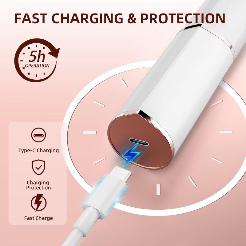 [Australia] - Facial Hair Removal for Women, Portable Lady Shaver, Rechargeable Painless Hair Remover for Face, Upper Lips, Chin, Peach Fuzz White 