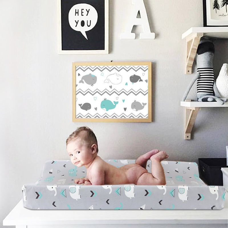 [Australia] - Stretchy Changing Pad Covers for Boys Girls,2 Pack Jersey Knit,Elephant & Whale Elephant & Whale 