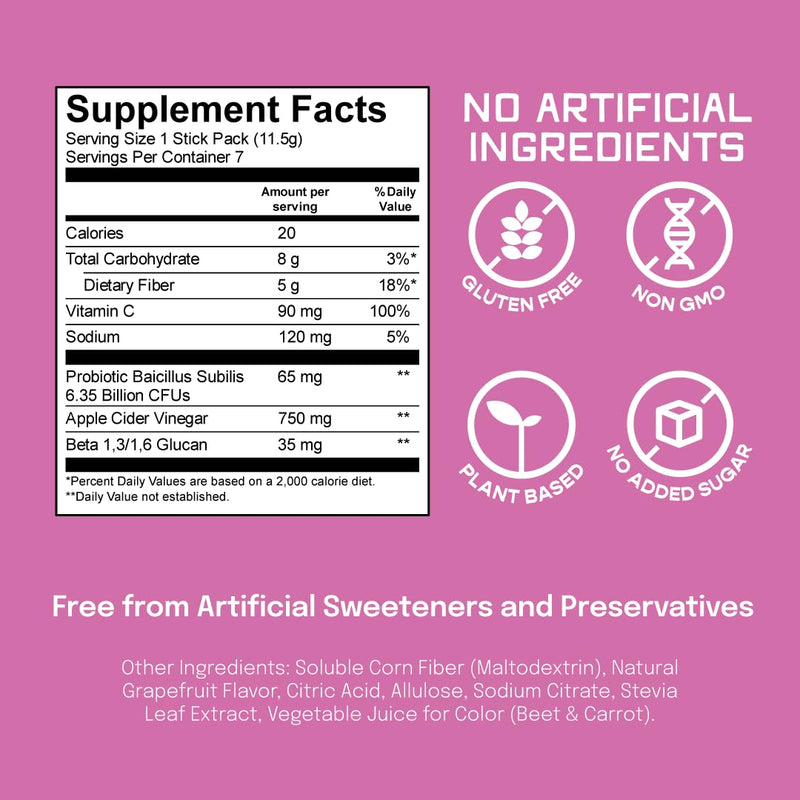 SUU Tribiotics - Prebiotic & Probiotic Drink Mix Packets for Gut Health & Digestive Health | Cutting Mix, Daily Probiotic & GLP1 and Immunity Supplement | Pink Lemonade (7-Pack)