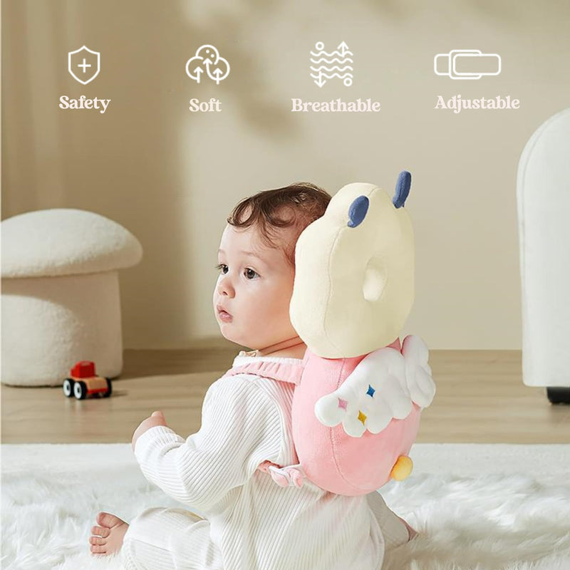 [Australia] - Baby Head Protector, Adjustable Baby Head Protection Backpack with Baby Knee Pads for Crawling, Soft, Breathable and Wearing Safety Baby Head Protector - Pink 