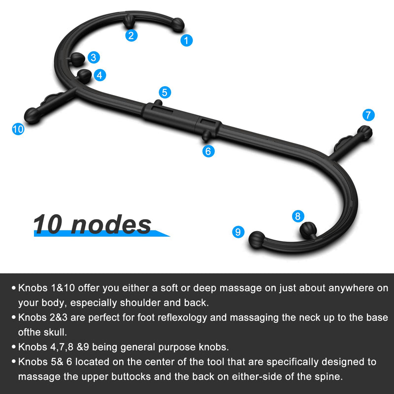 [Australia] - Birthday gifts for women/men Back and Neck Massager - Massage Trigger Point Cane,Self Massage Tool Muscle Release Tool(Black), Gifts for Women/Men 