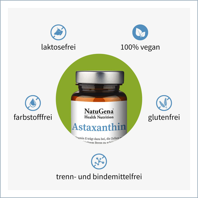 [Australia] - NatuGena Astaxanthin, AstaFit, vitamin D and E, green algae Haematococcus pluvialis, olive oil, 60 capsules (2 month pack) 