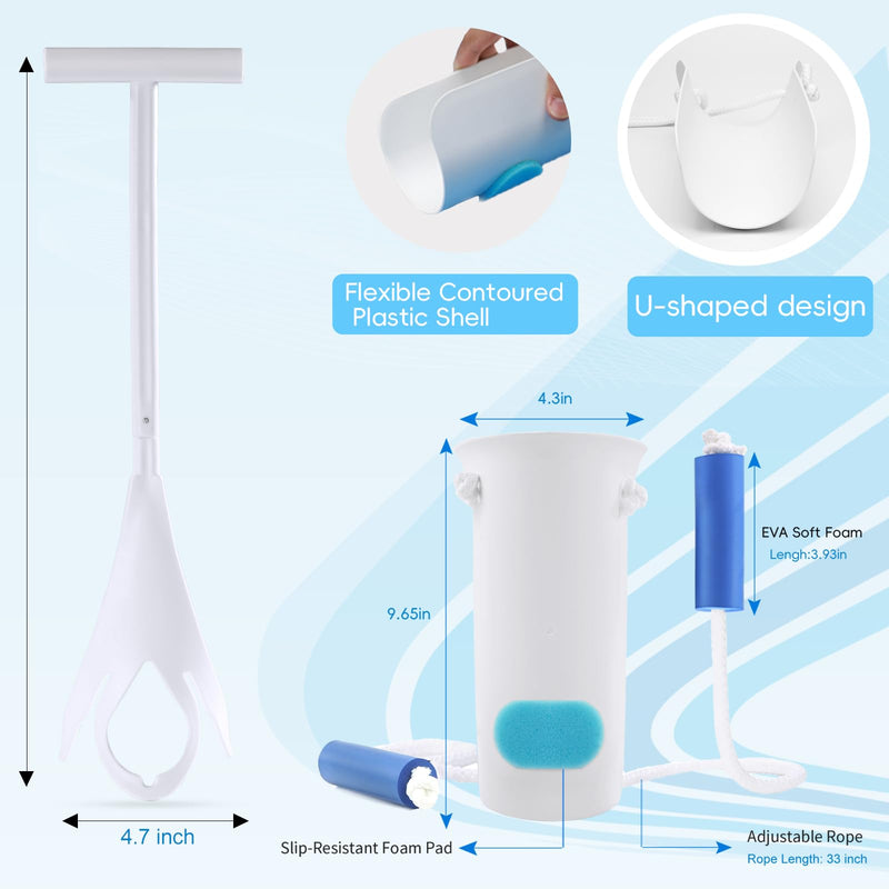 [Australia] - Sock Aid Kit, Sock Puller Aid Easy On and Off, Sock Assistant Device No Bending, Sock Aids for Putting On Socks and Sock Remover, Sock Helper for Seniors, Pregnant, and Limited Mobility 2 Piece White 