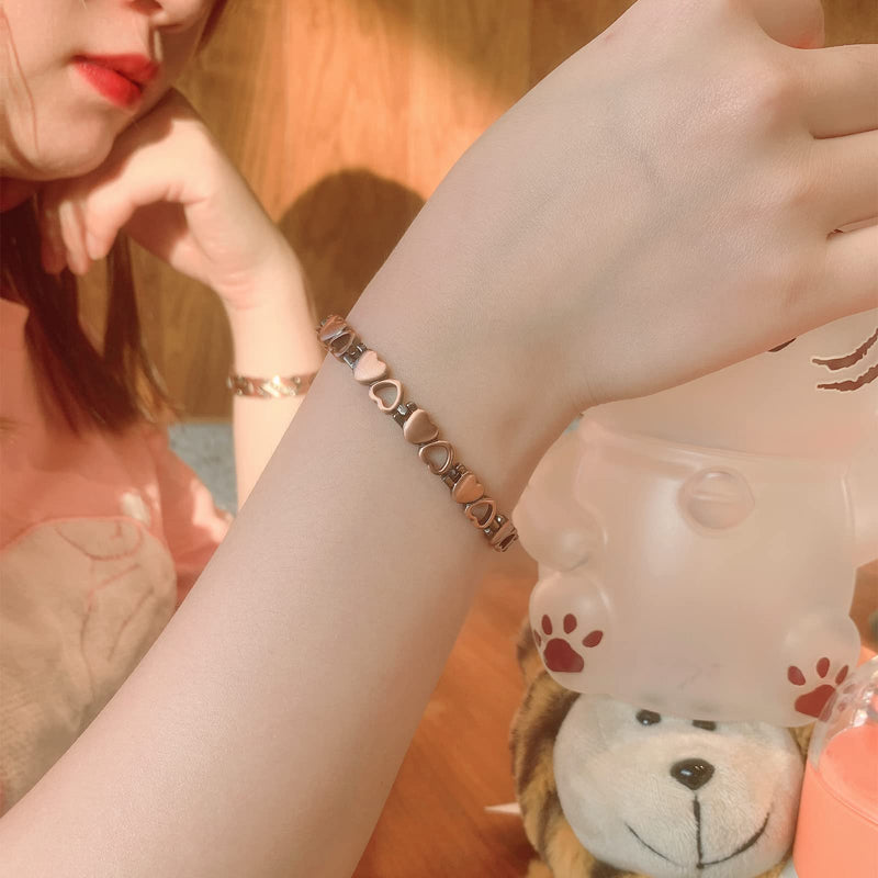 [Australia] - Copper Bracelets For Women Copper Magnetic Bracelet For Women Magnetic Copper Bracelet With 3 More Smarter Clasps Love Heart Jewelry Gift for Womens 