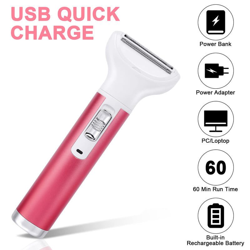 [Australia] - ACWOO Electric Shaver for Women, 5-in-1 Electric Women's Shaver, Women's Shaver for Women, Hair Trimmer for Face, Nose, Armpits, Intimate Area, Bikini Zone, USB Charging 