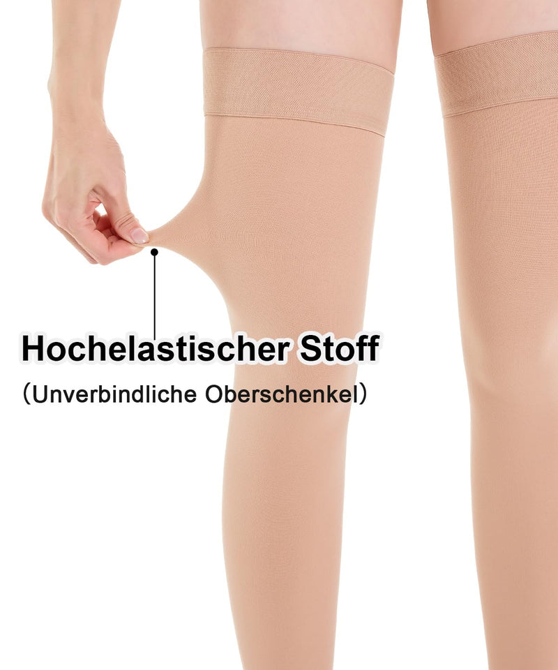 [Australia] - 20-30 mmHg Medical Compression Stockings Women & Men Class 2, Closed Toe Long Support Stockings Thrombosis Stockings with Silicone Band for Varicose Veins Edema Flight S Black 