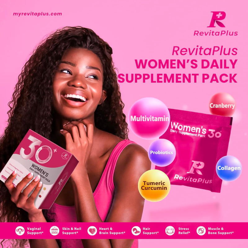 RevitaPlus Multivitamin for Women with Vitamin A,B,C,D3,E,K2,Biotin, Collagen,Krill Oil,Cranberries Supports Energy,Wellness,Beauty and Immune - Vitamin Packs for Women Health 30 Packs 1 Box