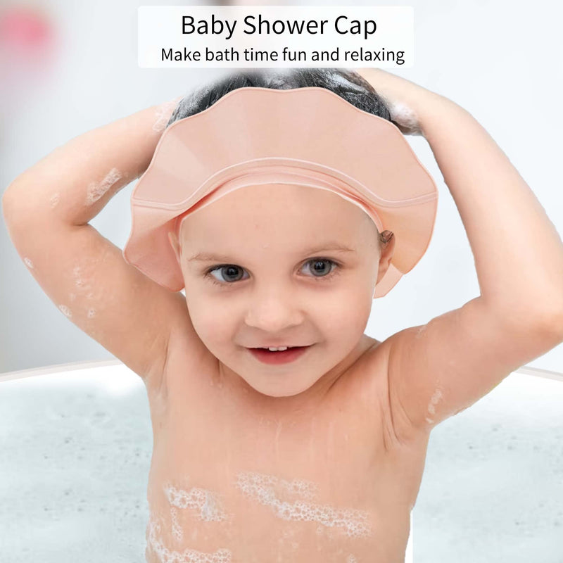 [Australia] - Baby Kids Shower Cap Shower Cap for Kids Shampoo Bath Bathing Hat Silicone Adjustable Washing Hair Shower Bathing Protection Bath Cap for Toddler, Baby, Kids, Children (Pink) Pink 