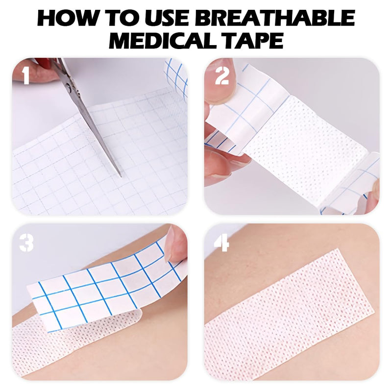 Adhesive Bandage Tape Breathable Non-Woven Tape Medical Dressing Wound Fixation Bandage Cuttable Adhesive Cloth Tape,5CMx10M 5CMx10M