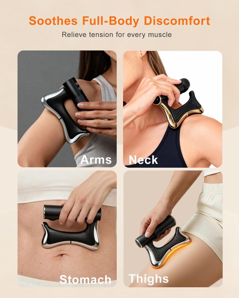 Heated Muscle Scraper Tool , 3 in 1 Electric Fascia Knife Massager Heating and Vibration, Full Body Contouring Device, Body Gua Sha Massage Tool, Fascia Massage Tools for Deep Tissue (Matte Black) Matte Black