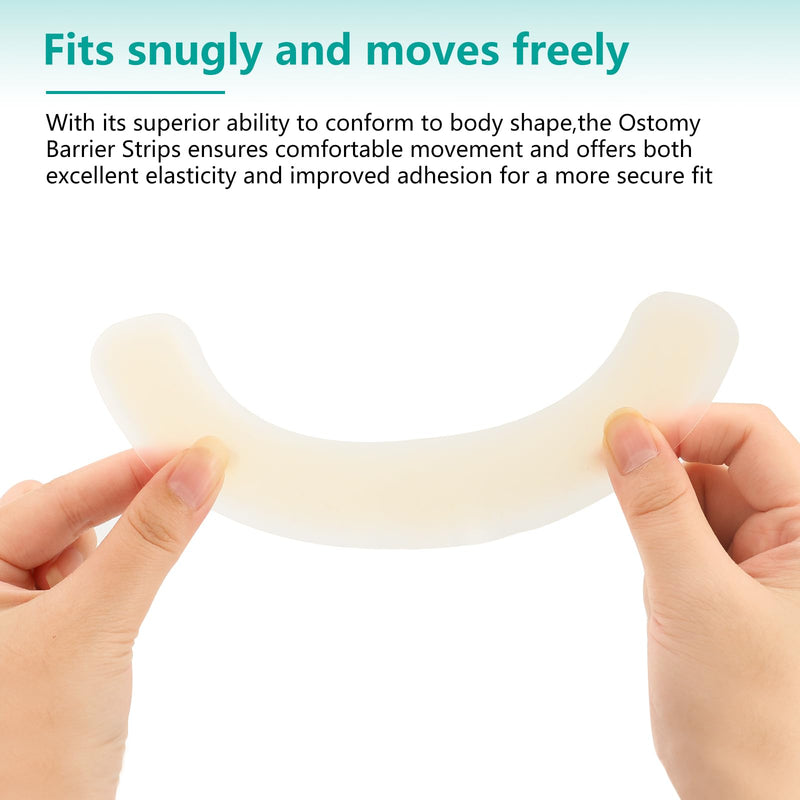 [Australia] - Ostomy Barrier Strips [Pack of 20], Elastic Barrier Strips for Colostomy Bags, Latex-Free Skin Barrier Strips,Hydrocolloid Ostomy Extenders,Waterproof Half Rings for Sealing Ostomy Bag 