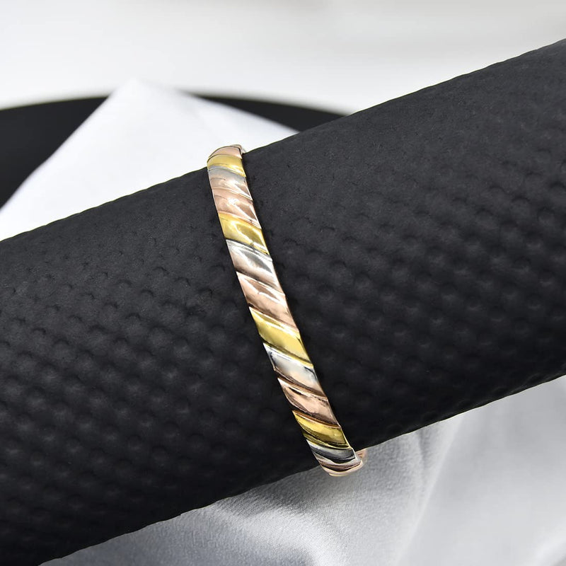[Australia] - Vicmag Copper Bracelet for Women Men Magnetic Bracelet with Ultra Strength Magnets 100% Solid Pure Copper Gift (Tricolor) D-Tricolor 