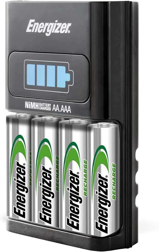 Energizer AA/AAA 1 Hour Charger with 4 AA NiMH Rechargeable Batteries (Charges AA or AAA batteries in 1 hour or less) - Packaging May Vary Battery Charger 1 COUNT