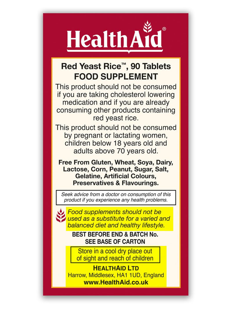 HealthAid Red Yeast Vegan - 90 Vegan Tablets
