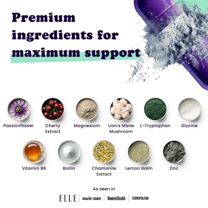 Sleepee Natural Nighttime Sleep Support - with Montmorency Cherry, Lemon Balm, L-Tryptophan & Magnesium - 60 Vegan Capsules, UK-Made 60 count (Pack of 1)