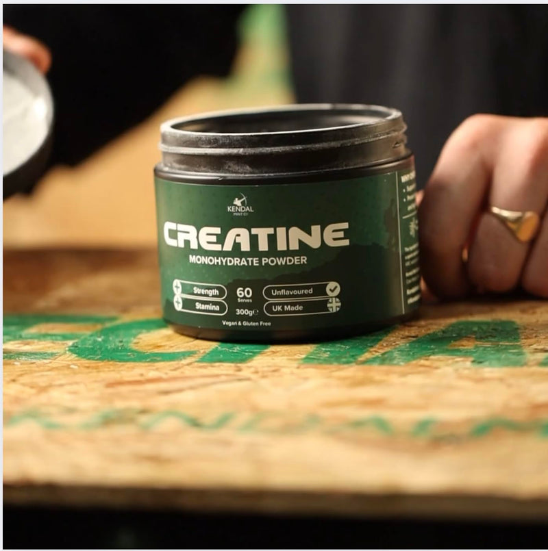 KMC Creatine Monohydrate Powder, 100% Pure UK Made, 300g, 60 Servings, 5g serving, Unflavoured, Easy Mix, Vegan Gluten Free -Supplement for performance, strength workouts & cognition by Kendal Mint Co
