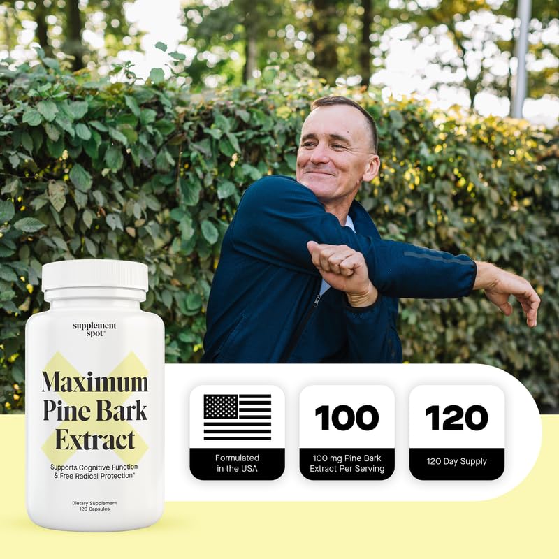 [Australia] - Maximum Pine Bark Extract 100 mg per Serving| Maritime Pine Bark Supplement for Natural Health Support (120 Capsules) 