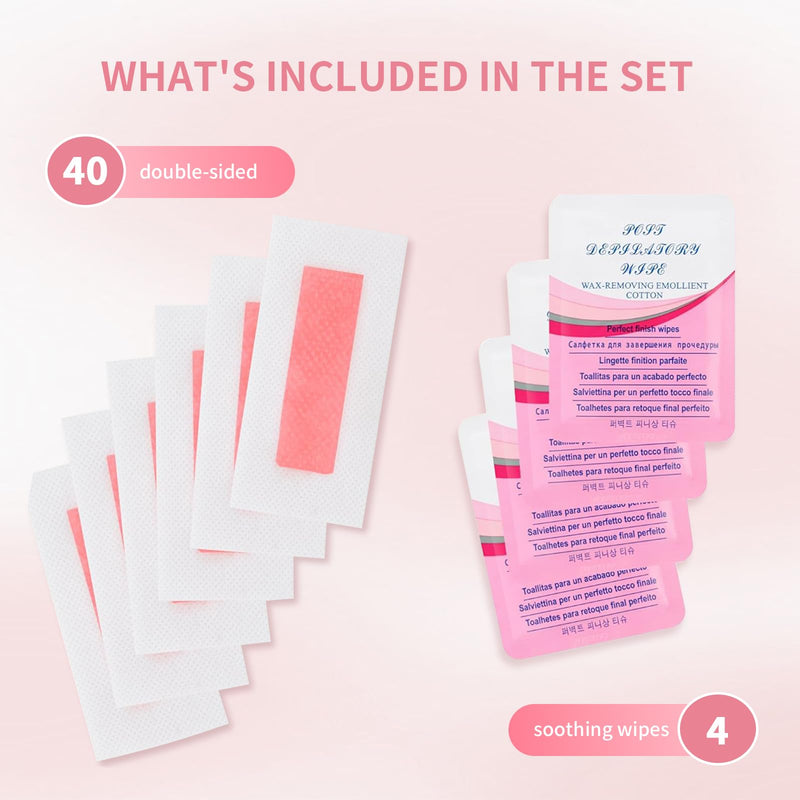 80 Pcs Wax Strips for Hair Removal, Facial Hair Removal Waxing Strips Kit for Women Face, Gentle Fast Wax Strips for Bikini, Chest, Body, Arms, Legs, Back & Brazilian, 4 Calming Oil Wipes 80 Count (Pack of 1)
