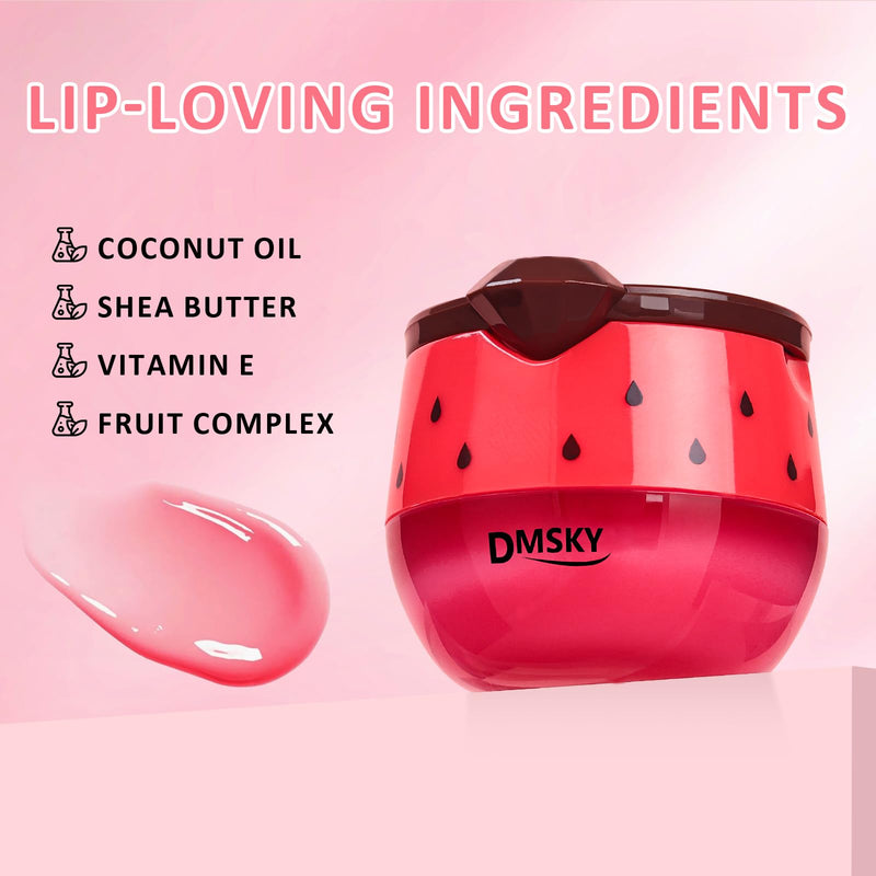 DMSKY 12 PCS Bee Lip Balm Honey Pot, Bulk Propolis Lip Mask 6 Flavors | Lip Sleeping Mask for Dry & Cracked Lips, Deeply Moisturizes with Beeswax & Vitamin E, Skincare Gifts for Women Girls 2*Strawberry & Green Apple & Peach & Lemon & Honey & Grape