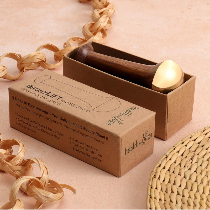 HealthAndYoga™ BronzLift Kansa Face Massager and Kumkumadi Face Oil Trial Vial - Kansa Wand Ayurveda Benefits of Bronze - Skin Lustre (Single Dome) Single Dome