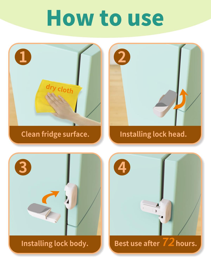 [Australia] - 2 Pack Updated Baby Safety Proof Fridge Latch Lock to Keep Door Closed,Childproof Refrigerator/Fridge/Freezer Door Lock for Toddlers and Kids,no Tools Need or Drill(White) White-2pcs 