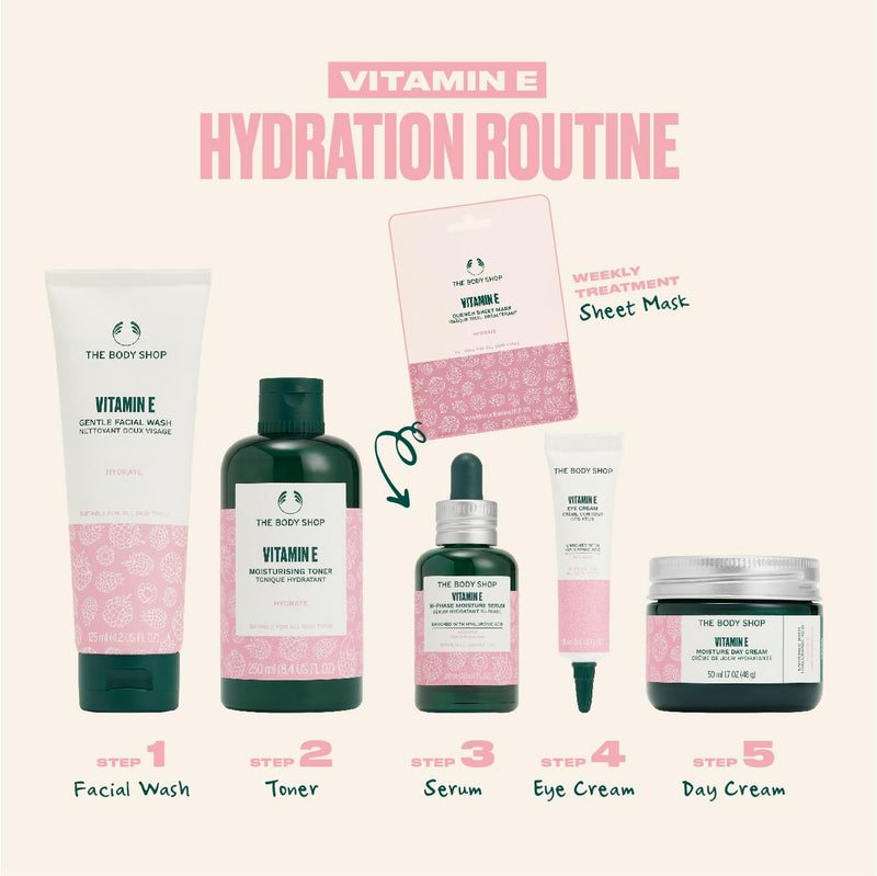 The Body Shop Vitamin E Bi-Phrase Serum - Hydration - For All Skin -1 Fl Oz | Bi-phase serum with hyaluronic acid hydrates up to 30h, leaving skin soft, plump and supple without greasy feel