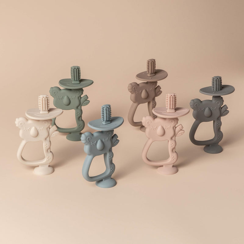 [Australia] - Moonkie Teething Toy, Safe & Easy to Hold BPA Free Silicone Teethers, 360° Baby Toothbrush with Suction Base, Teether Toys Best for Babies 6-12 Months (Koala Warm Taupe) Koala Warm Taupe 1 Pack 