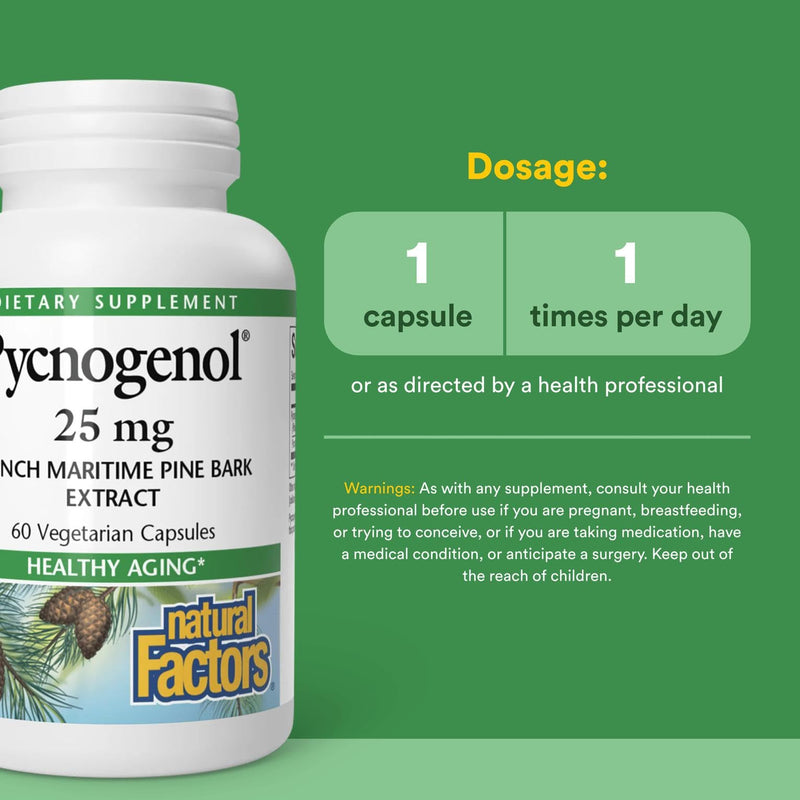 [Australia] - Natural Factors Pycnogenol 25 mg, Antioxidant Support for Healthy Aging, 60 Capsules 