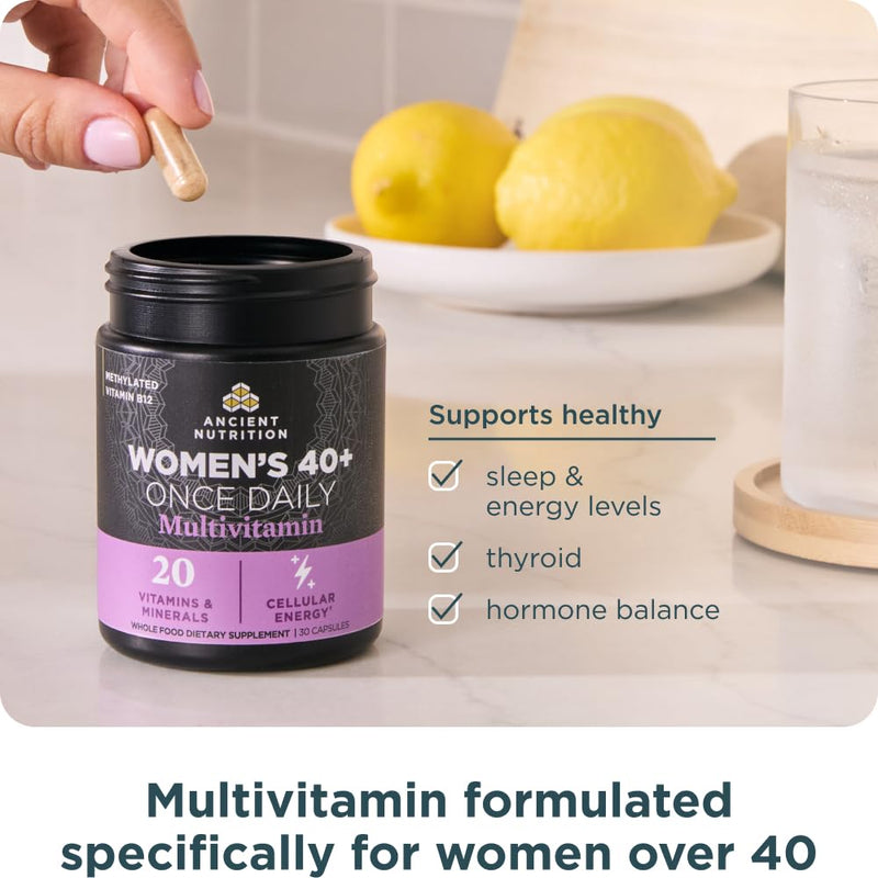 Ancient Nutrition Methylated Multivitamin for Women 40+, Once Daily | Once Daily, Magnesium, Methylated Vitamin B, C, K2, Folate and Iron Supplement, 30 count Women's Once Daily 30 count