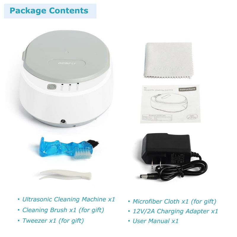 [Australia] - Ultrasonic Jewelry Cleaner, 49kHz Mini Ultrasonic Retainer Cleaner Machine for Earrings, Jewelry, Dentures, Aligner, Night Guards, Mouth Guard- 304 Stainless Steel, 3 Cleaning Modes Elegant Gray 