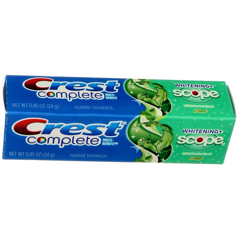 Crest Complete Whitening Plus Scope Minty Fresh Toothpaste, Travel Size, TSA Approved, 0.85 Ounce (Pack of 12) 0.85 Ounce (Pack of 12)