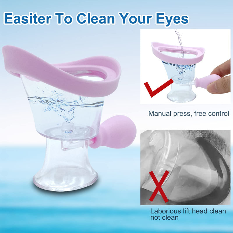 Eye Wash Cups,Eye Wash Bath Kit Silicon Manual Air Pressure Eye Cleaning Cup Tool Manual Air Pressure Eye Cleaning Cup Soothing Tired Eyes (2pcs), 1 Count