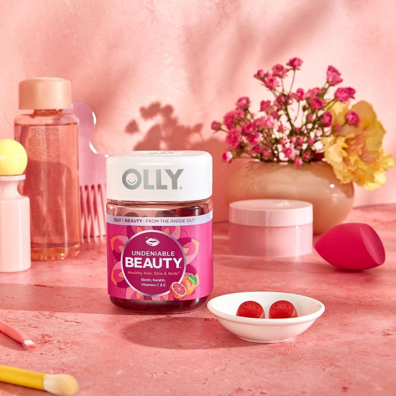 OLLY Hair Skin and Nails Gummies, Undeniable Beauty, Biotin - 60 Count 60 Count (Pack of 1)