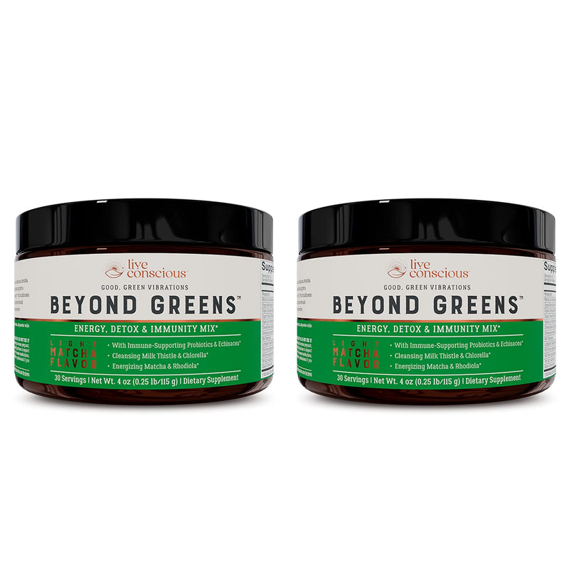 [Australia] - Live Conscious Beyond Greens Concentrated Superfood Powder - Matcha Flavor w/Chlorella, Echinacea, Probiotics for Immune Support & Energy - 30 Servings (2-Pack) 4 Ounce (Pack of 2) 